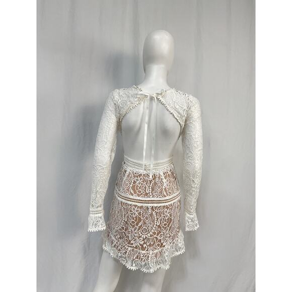 For Love & Lemons 'Emerie' White Nylon Cut Out Dress Size S - Picture 3 of 5